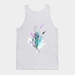 Polygonal Feather with Watercolor Tank Top